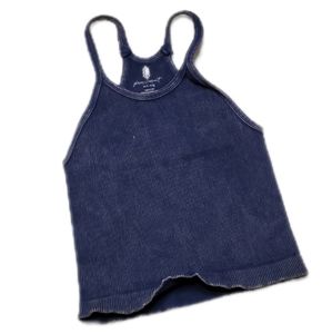FP Movement Happiness Runs Long Cropped Tank Top in Navy Blue Medium